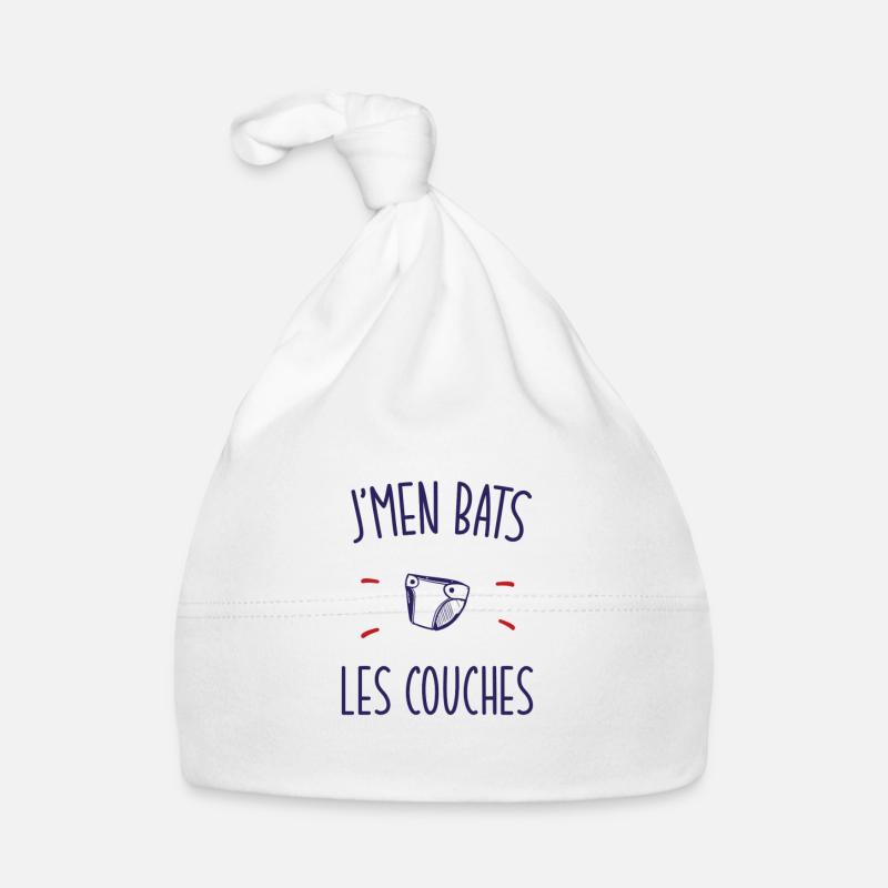 J'men bats les couches - Bonnet bio Bébé - blanc