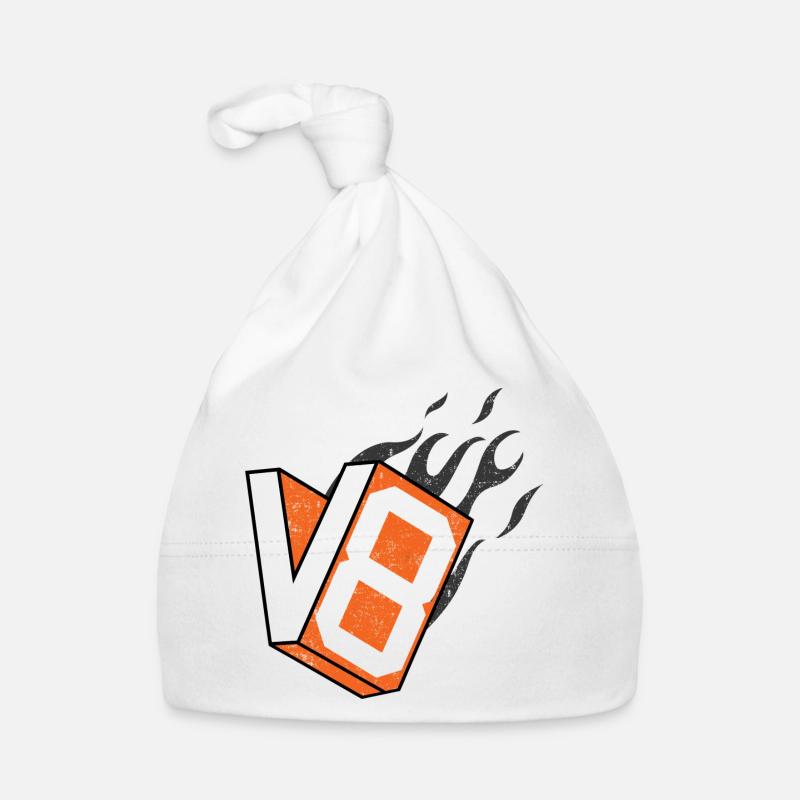 V8 cylinder engine design for muscle car fans Organic Baby Cap