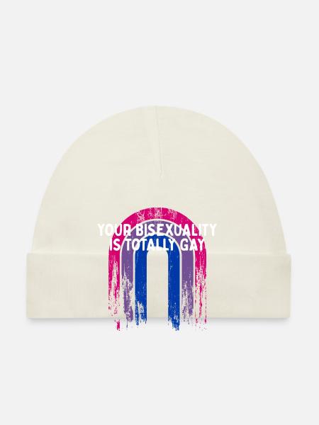 Bisexuality is Totally Gay Bisexual LGBTQ Bi - Organic Baby Cap - white - Front