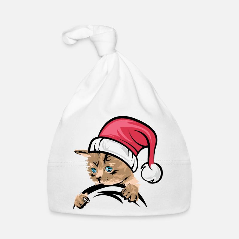 Icône de chat de Noël Icône de chat Bandes dessinées de Noël Bonnet bio Bébé