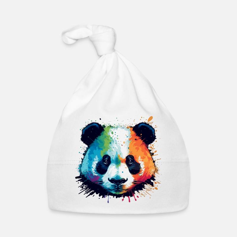 Watercolor Colored Panda Illustration Organic Baby Cap