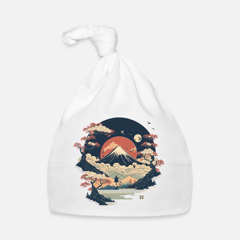 Paysage japonais - Bonnet bio Bébé - blanc