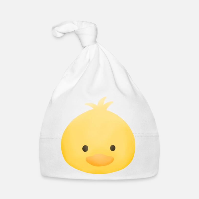 Canard jaune - Bonnet bio Bébé - blanc