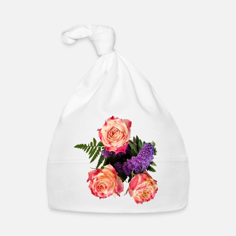 Bouquet de roses à la lueur lavande Bonnet bio Bébé