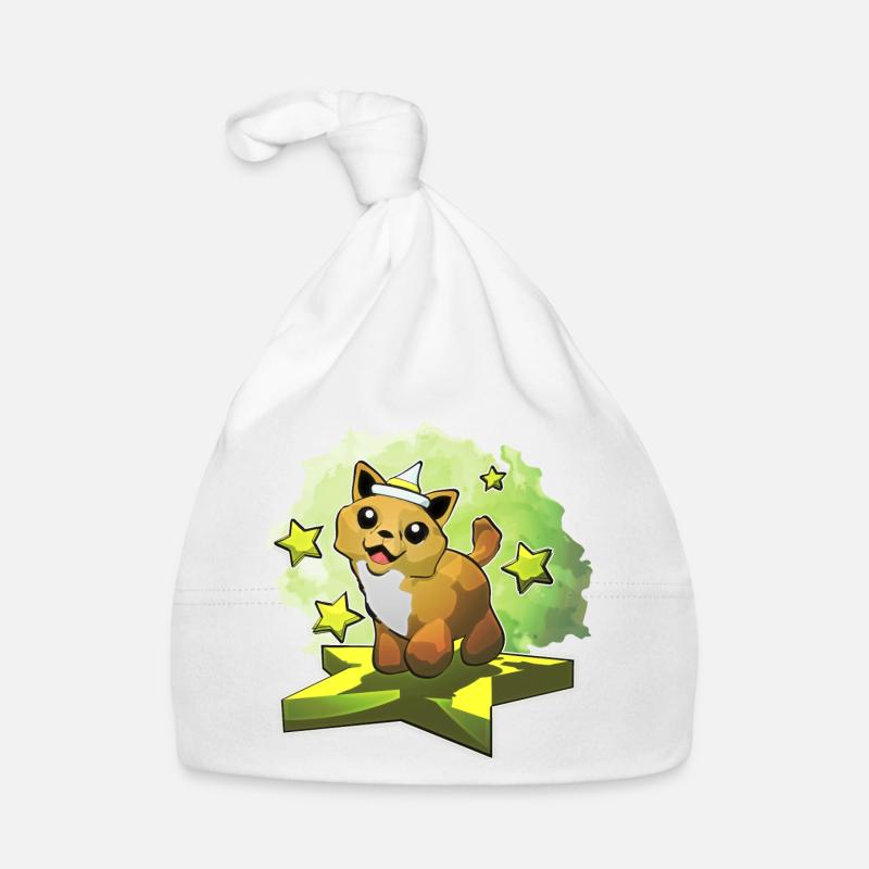 Weißer Sternchen-Zauberer-Welpe - Baby Bio-Mütze - Weiß