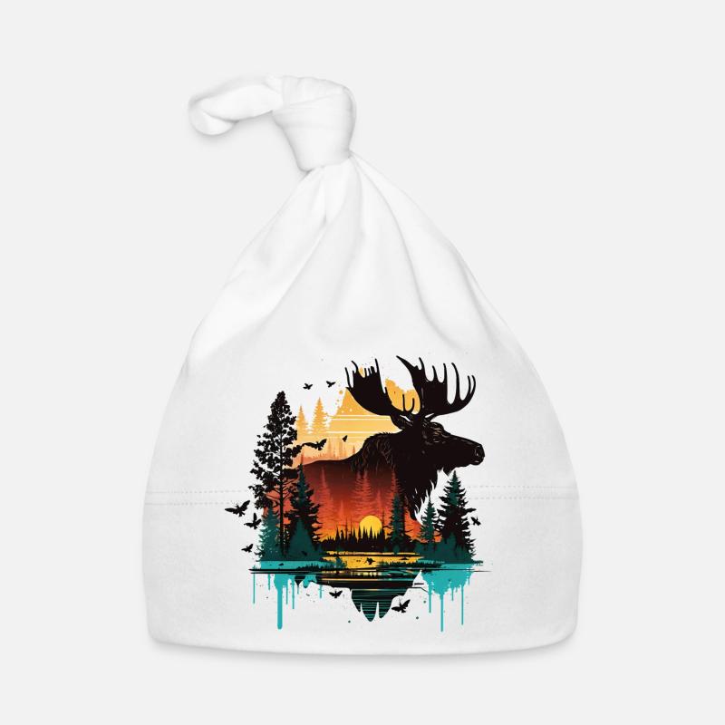 Moose - Landscape - Sunset Organic Baby Cap