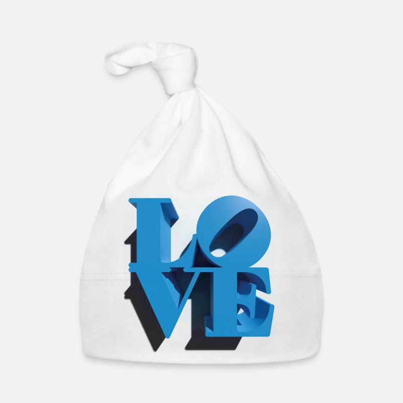 AMOUR 3D Cyan - Bonnet bio Bébé - blanc
