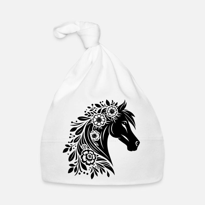 Fleurs de tête de cheval - Bonnet bio Bébé - blanc