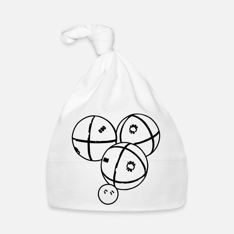 Boules de pétanque - Bonnet bio Bébé - blanc