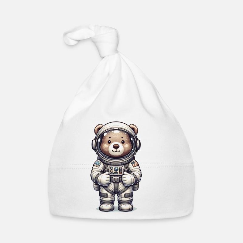 Cute Bear Astronaut Organic Baby Cap