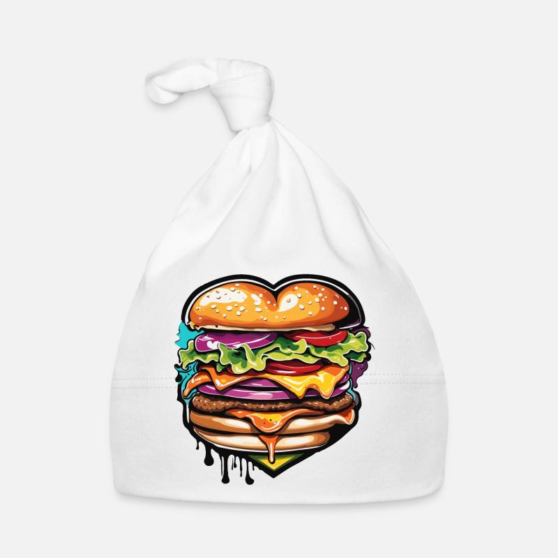 Burger / Fastfood / Essen / Brötchen / Rindfleisch Baby Bio-Mütze