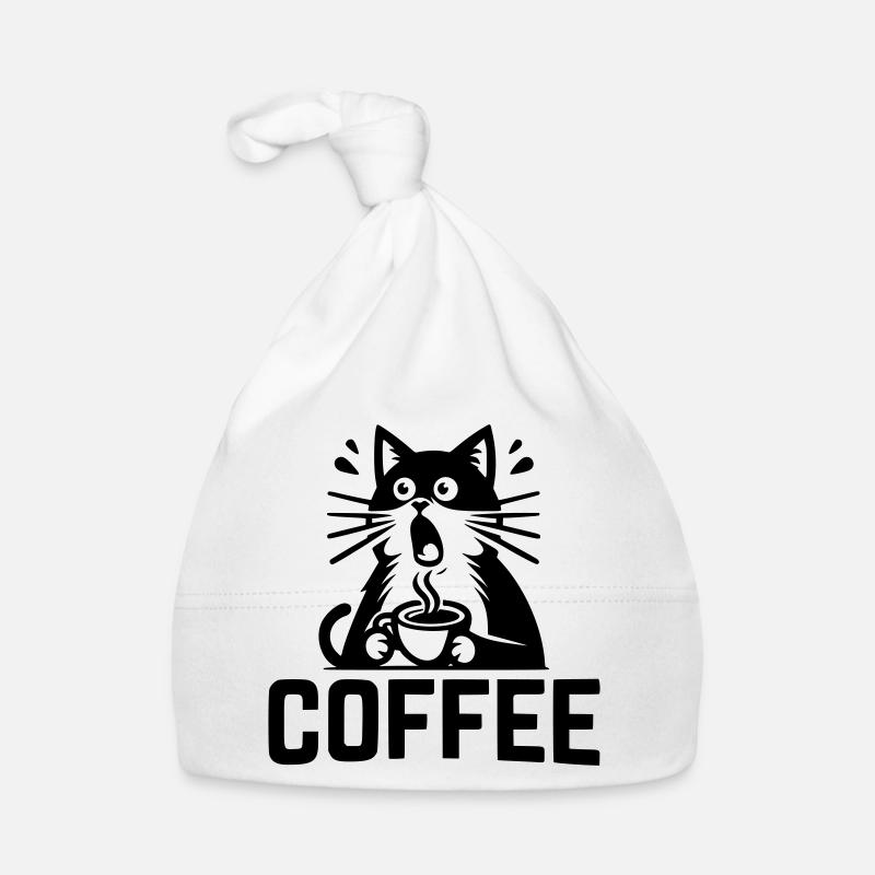 Café pour chat - Bonnet bio Bébé - blanc