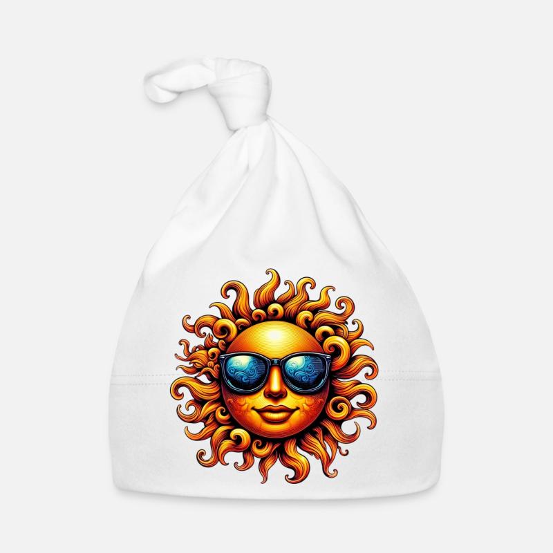 Soleil avec lunettes de soleil - Bonnet bio Bébé - blanc