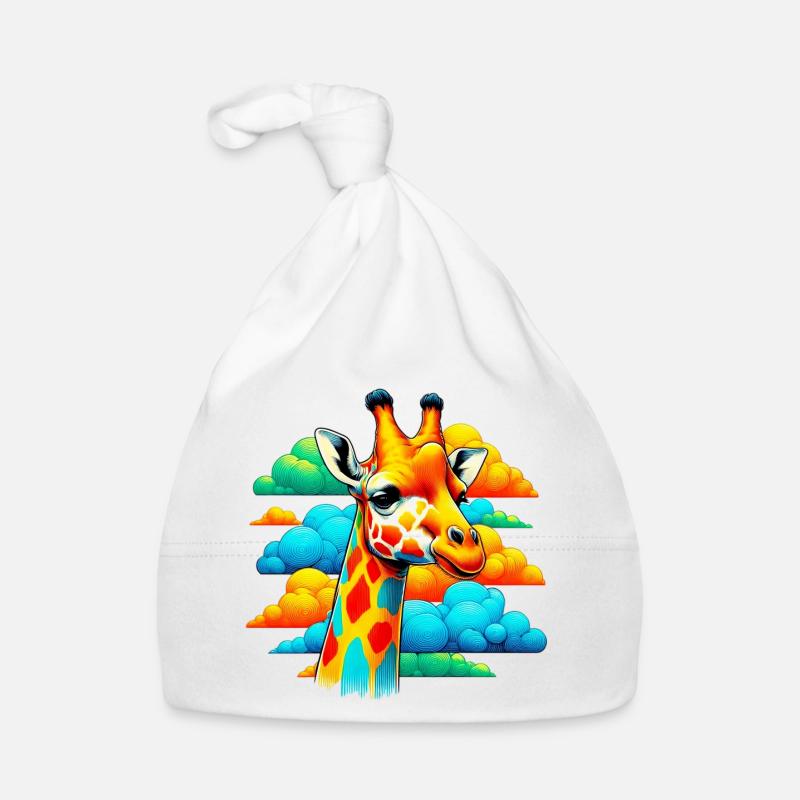 Giraffe with head in cloud clouds Organic Baby Cap