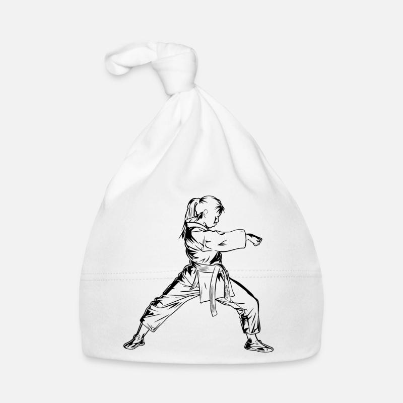 Karate Mädchen - Baby Bio-Mütze - Weiß