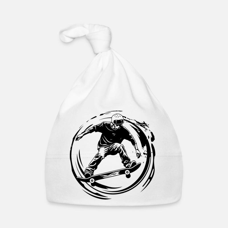 Skateboarding Mann Skateboard Silhouette Baby Bio-Mütze