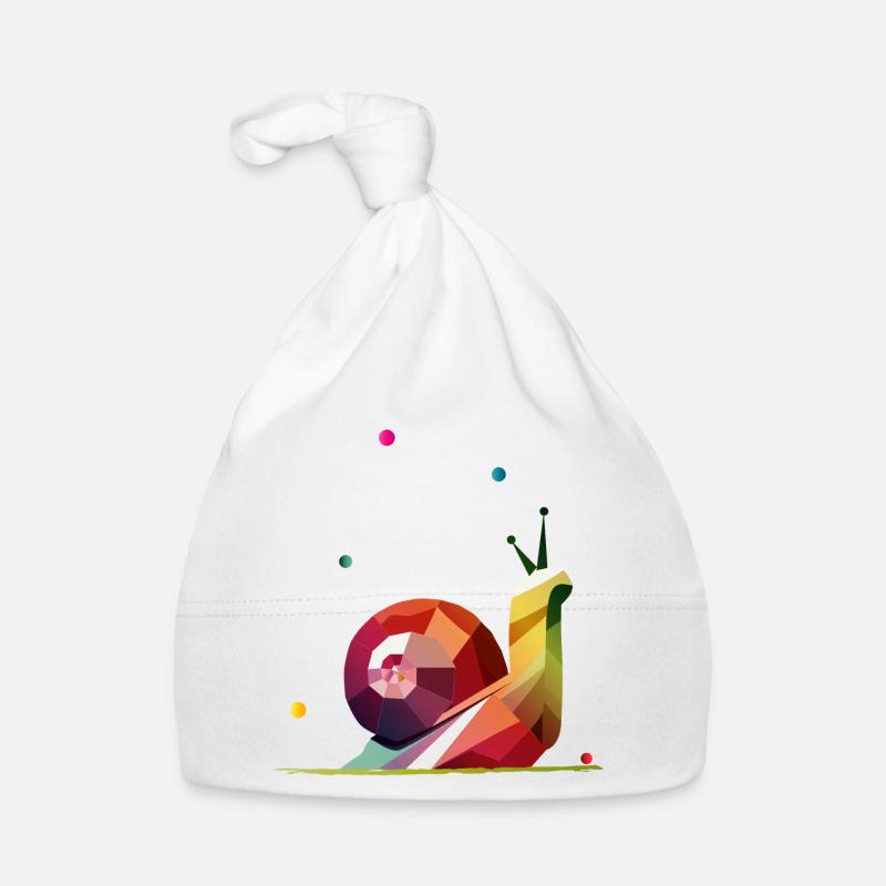 farbenfrohe Schnecke im geometrischen Design - Baby Bio-Mütze - Weiß