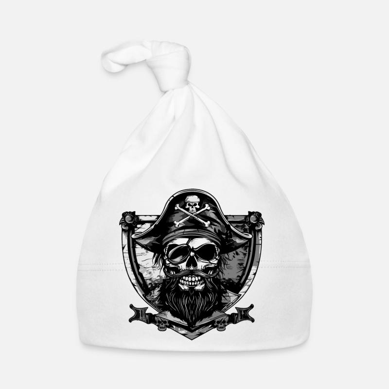 Pirate Skull Crest Organic Baby Cap