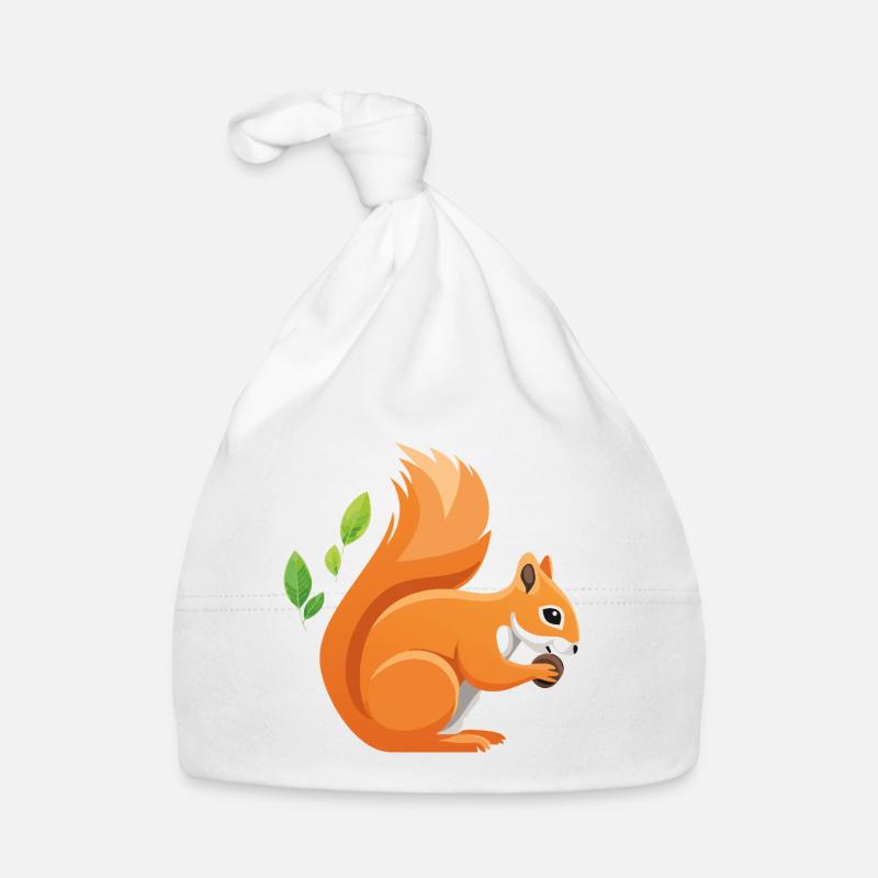 Verspielter Eichhörnchen-Print mit Blättern Baby Bio-Mütze