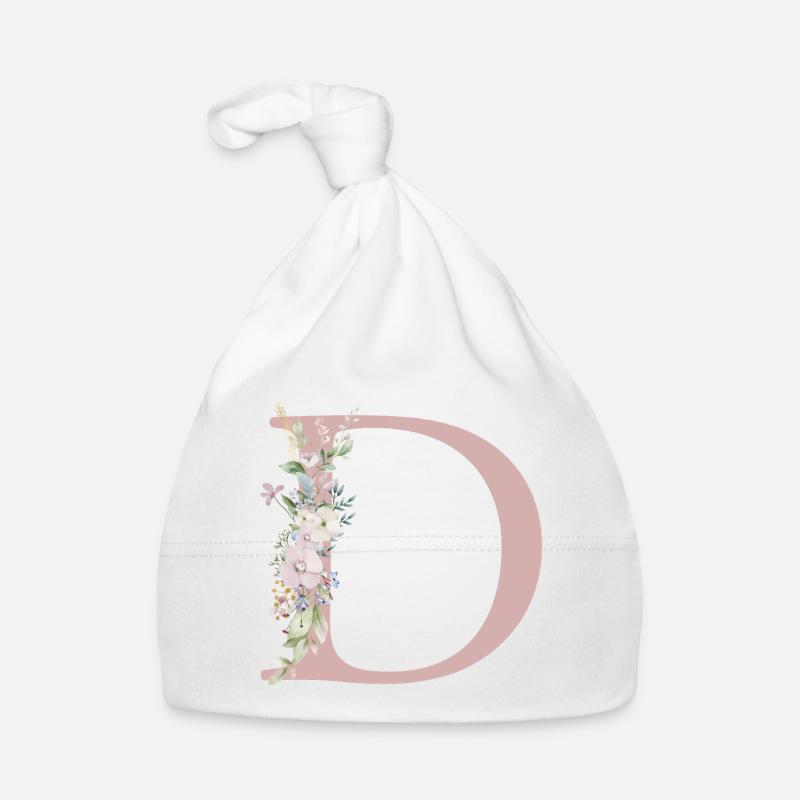 D Monogram, Floral, Customizable Organic Baby Cap
