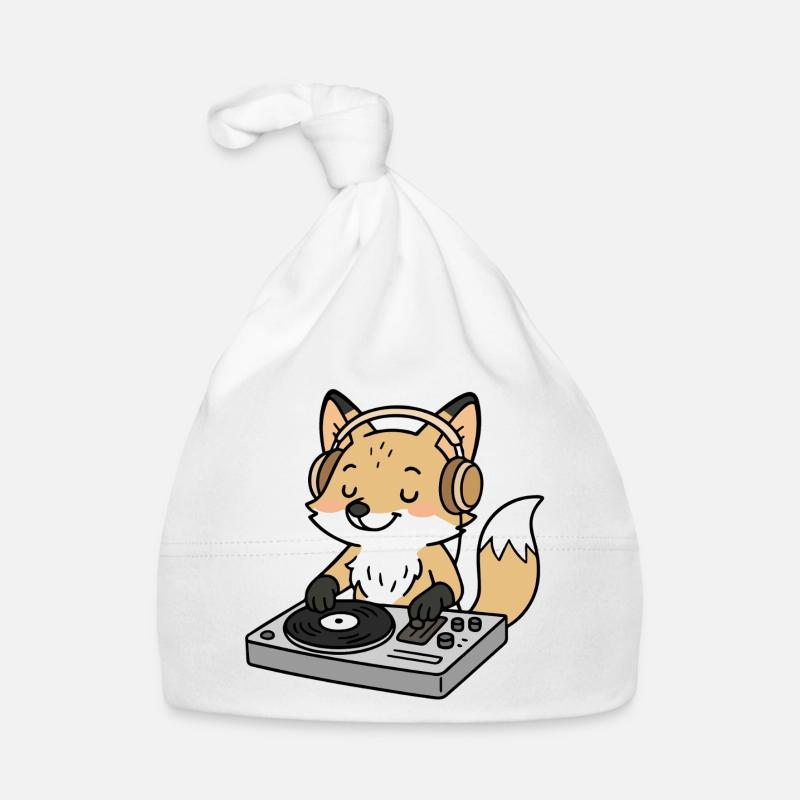 A fox as a DJ with headphones at the mixing desk Organic Baby Cap