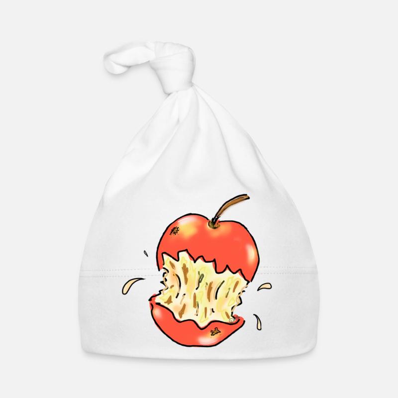 Red apple bitten illustration Organic Baby Cap