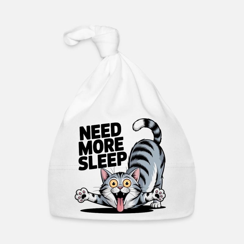 Need More Sleep Funny Cat Organic Baby Cap