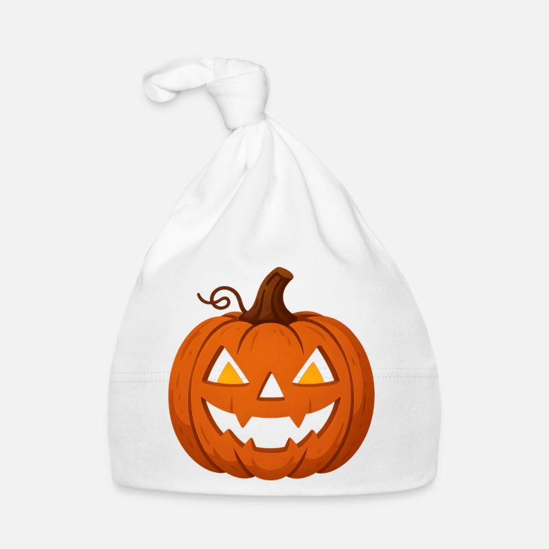 Helloween Pumpkin with Creepy Face Organic Baby Cap
