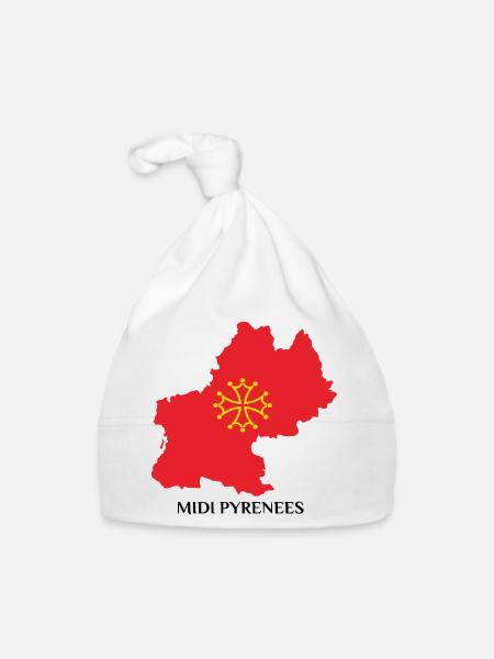 Karte der Midi-Pyrénées - Baby Bio-Mütze - Weiß - Vorne