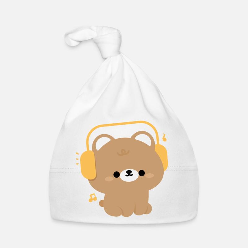 Entzückender Bär mit Kopfhörer-Design Baby Bio-Mütze