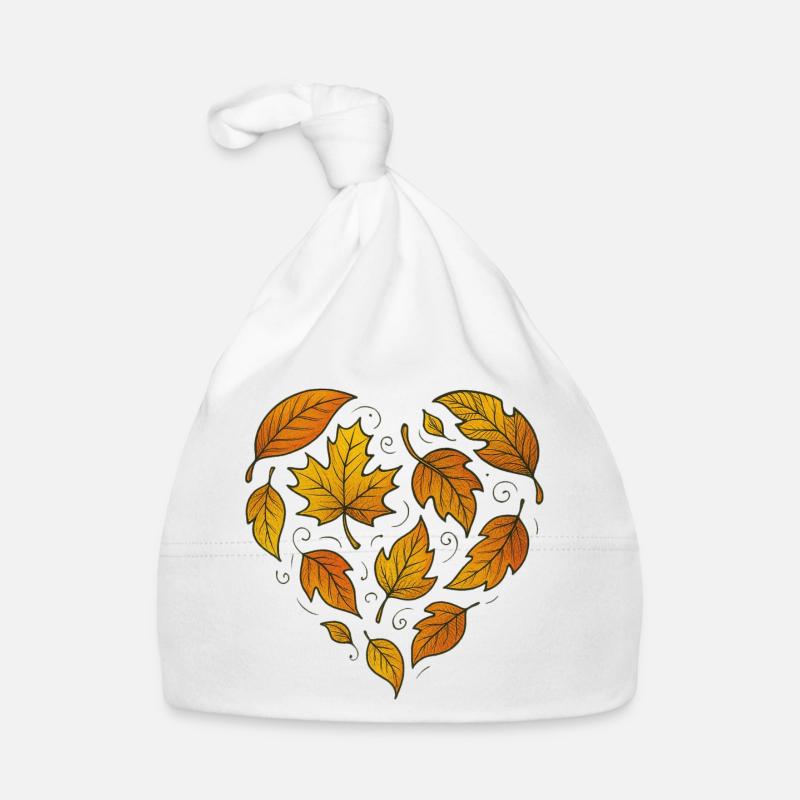 Autumn Heart Leaf Pattern Organic Baby Cap