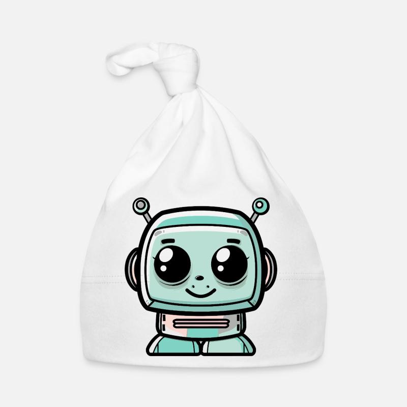 Robot rétro mignon avec de grands yeux Bonnet bio Bébé