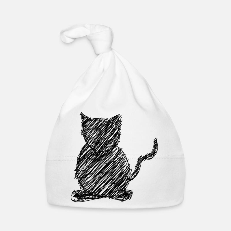 Cat Scribble Drawing Animal Gift Organic Baby Cap