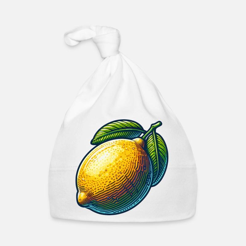 Bright lemon and green leaves Organic Baby Cap