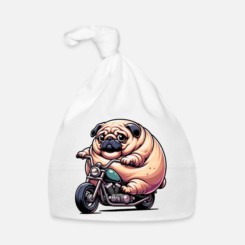 Pug On Motorcycle Funny Biker Dog Organic Baby Cap
