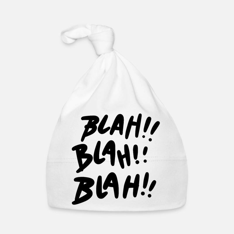 Blah Blah Blah schwarz Statement - Baby Bio-Mütze - Weiß