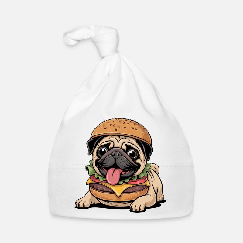 Funny Pug as Halloween Monster Cheeseburger Organic Baby Cap