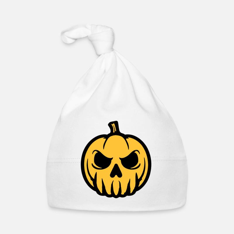 Pumpkin Skull Yellow Black Organic Baby Cap