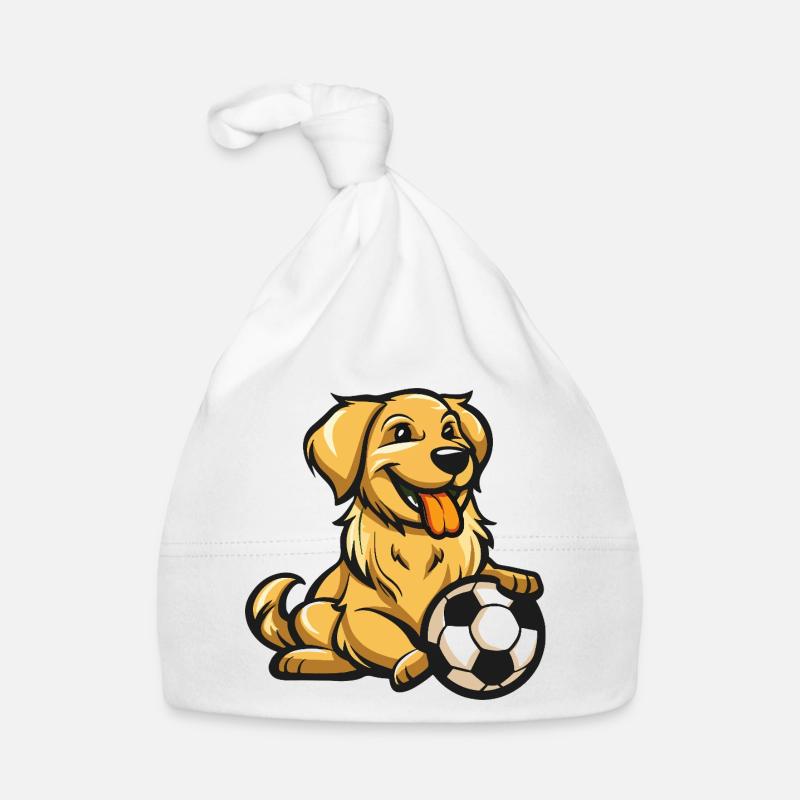 Funny dog with ball Organic Baby Cap