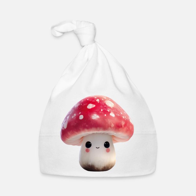 Mushroom Kawaii with Face Organic Baby Cap