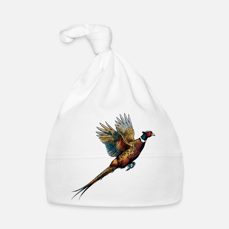 Coloured pheasant in flight - Organic Baby Cap - white