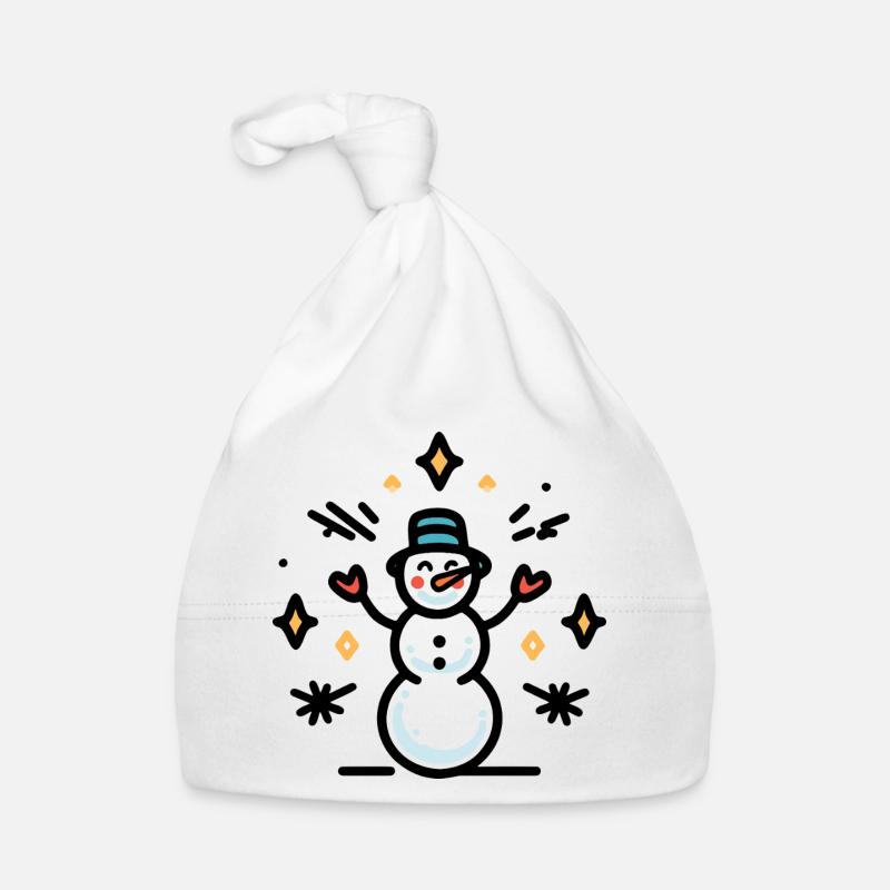 Schneemann mit Glitzerfunken Baby Bio-Mütze