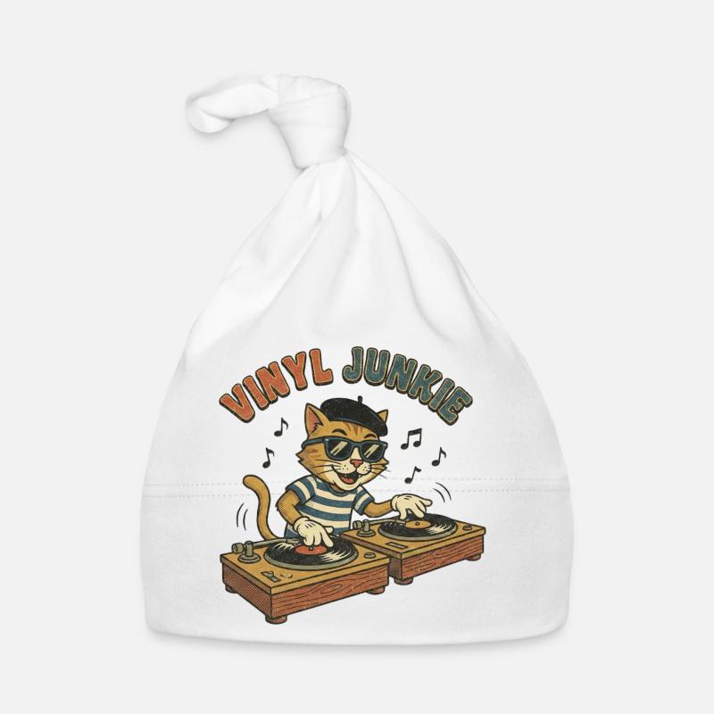 Vinyl Junkie – DJ Chat Vintage de BD rétro Bonnet bio Bébé