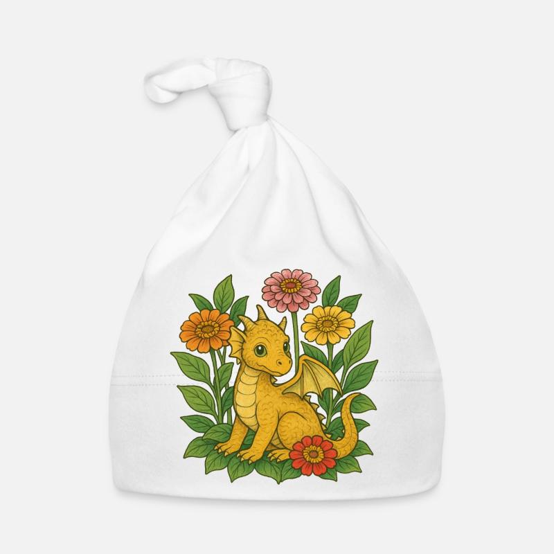Golden Dragon in Bloom Organic Baby Cap