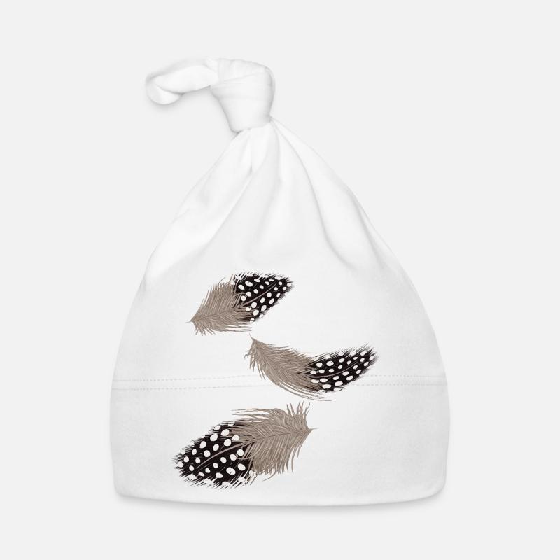 Three Flying Guinea Fowl Feathers Illustration Organic Baby Cap