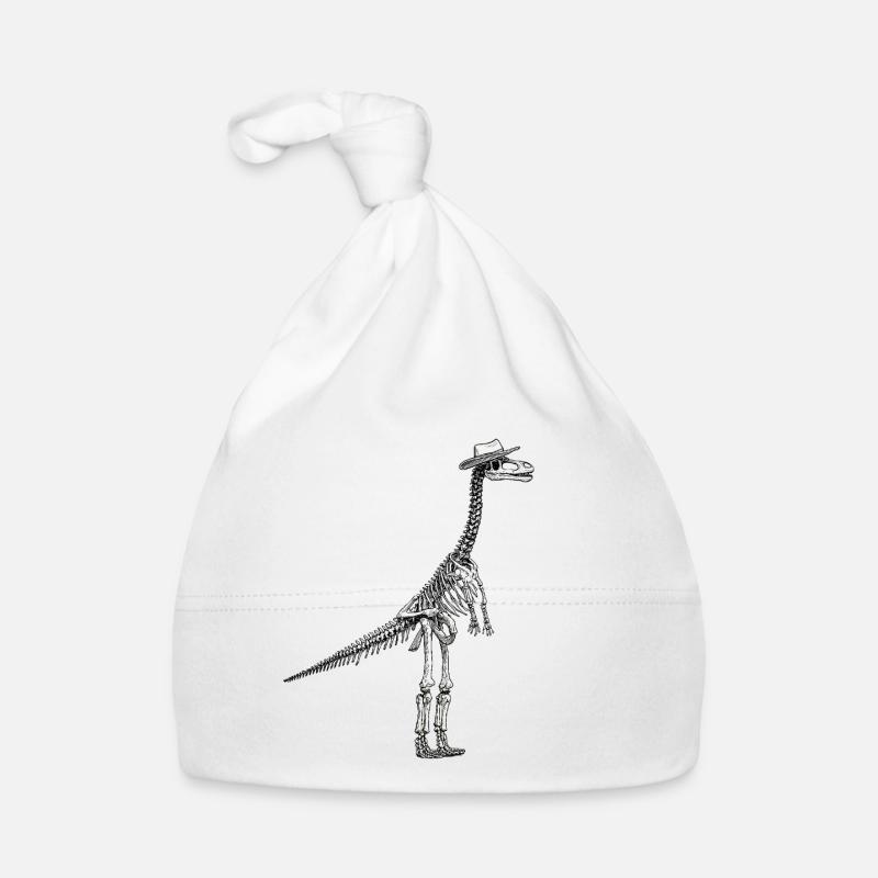 Skeleton Dino with Hat Gentleman Design Organic Baby Cap