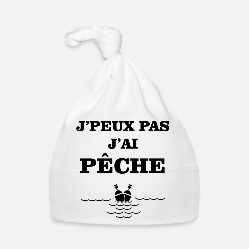 Je ne peux pas j'ai pêche  - Bonnet bio Bébé - blanc