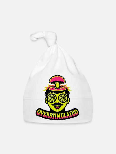 Overstimulated Neon Kopf - Baby Bio-Mütze - Weiß - Vorne