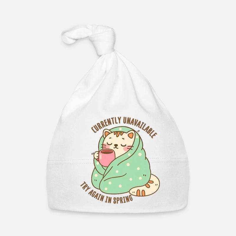 Kätzchen in einer Decke mit einer Tasse Kakao Baby Bio-Mütze