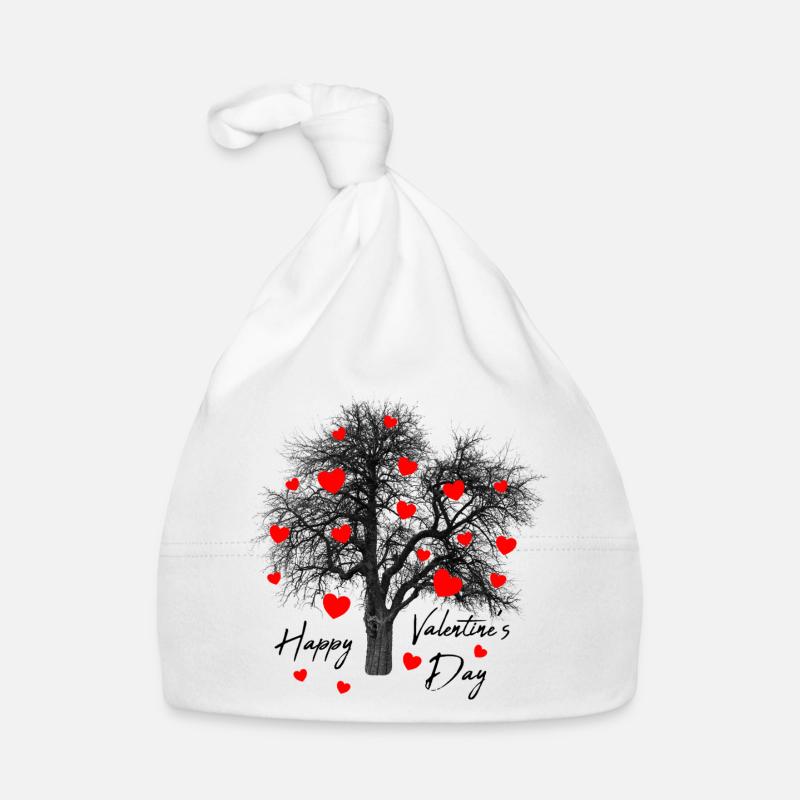 Arbre aux cœurs rouges avec des cœurs Amour de la Saint-Valentin Bonnet bio Bébé